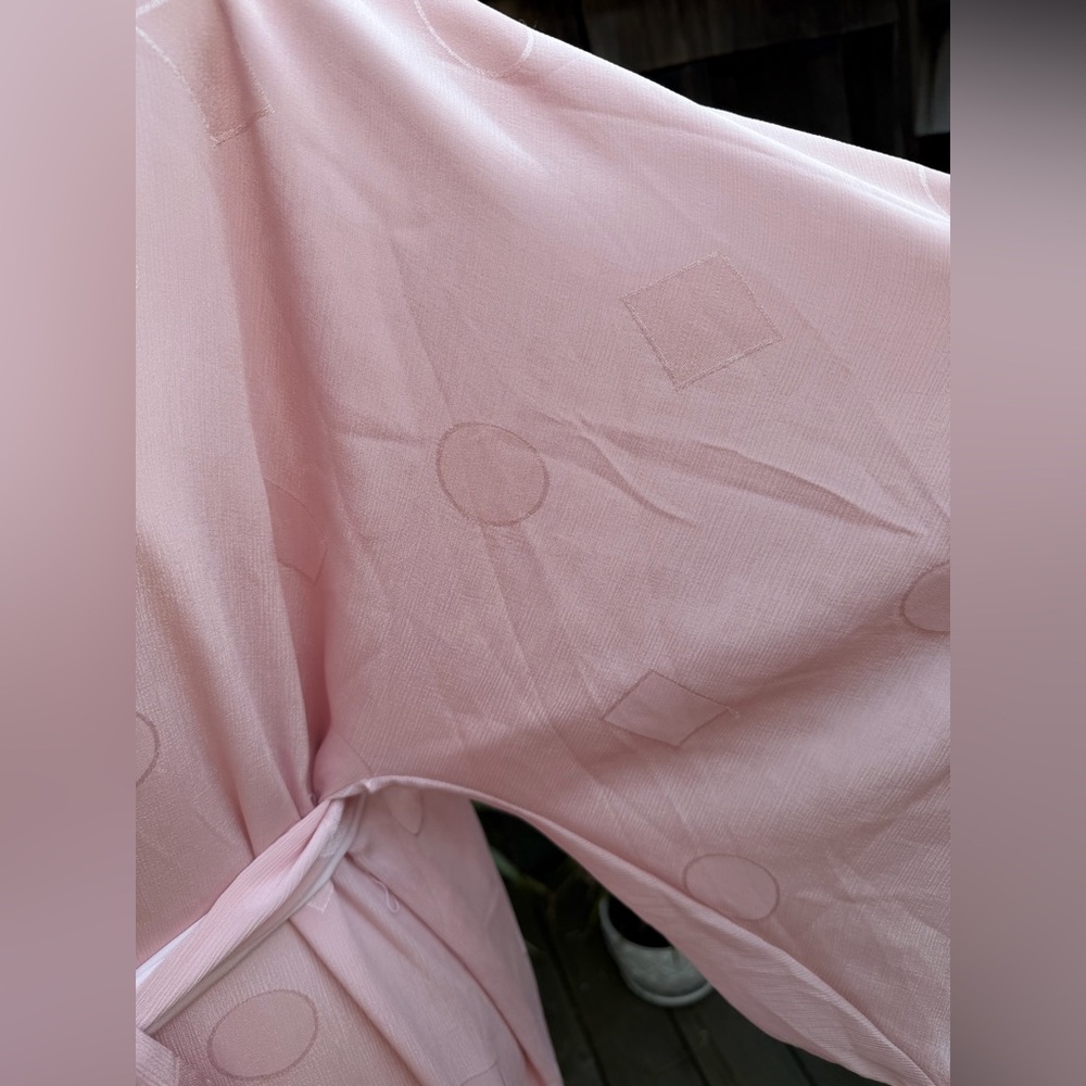 Vintage Flo Weinberg Maxi Soft Pink Hostess Dress Kaftan Lined With Tie Sz S/M View 6